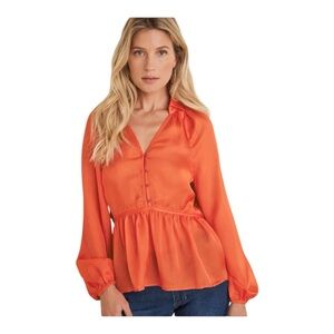 High Low Women's Orange Blouse Size XL (16)